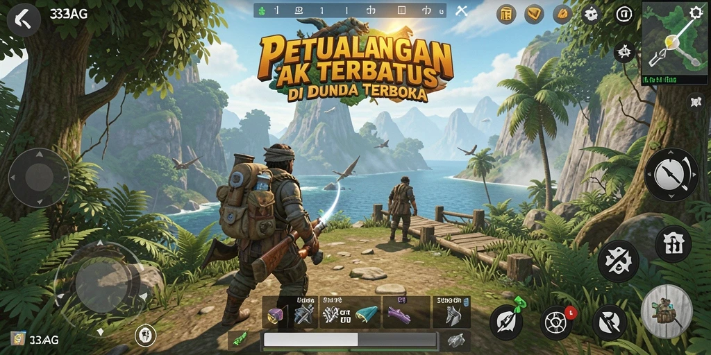 Screenshot utama menampilkan petualangan seru dalam dunia Open World.