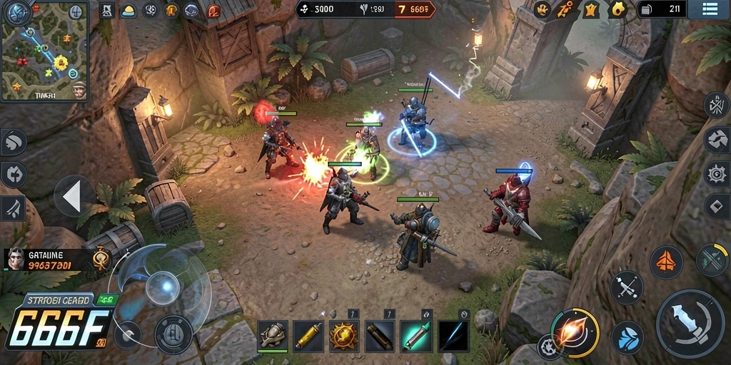 Tampilan strategi seru dalam gameplay 666F.