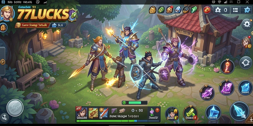 Tampilan gameplay <strong>77LUCKS</strong> dengan aksi strategi yang intens.