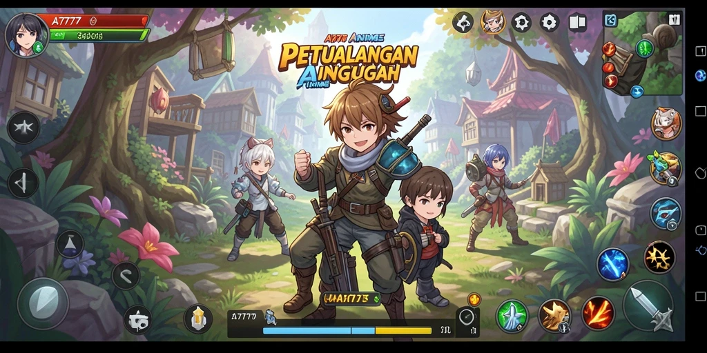 Tampilan gameplay A7777 yang memukau dengan aksi karakter anime.