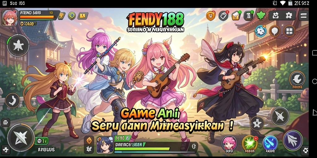 Tangkapan layar gameplay FENDY188 menampilkan pertarungan seru dan karakter anime.