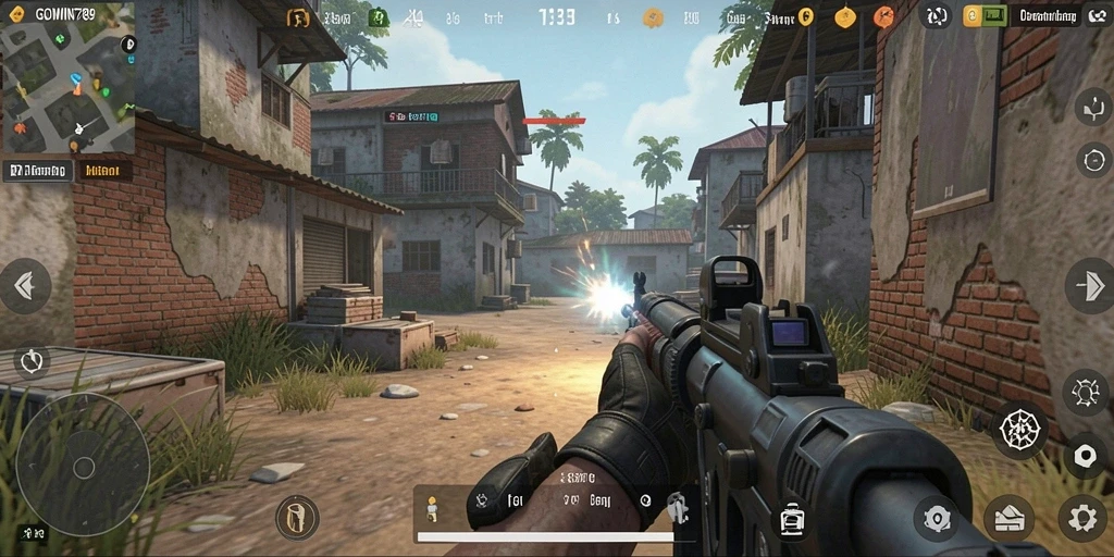 Screenshot menampilkan momen menegangkan dalam gameplay FPS.