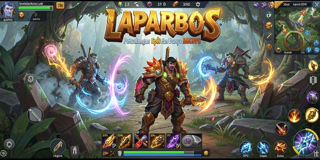 Screenshot utama LAPARBOS yang menunjukkan aksi pertempuran yang mendebarkan.