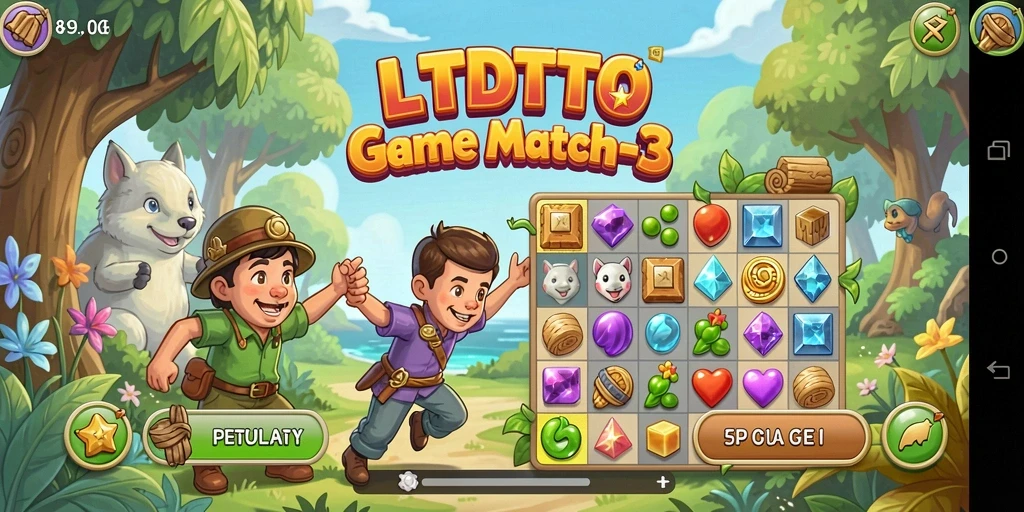 Tampilan gameplay LTDTOTO yang penuh warna dan menarik dalam genre Match-3.
