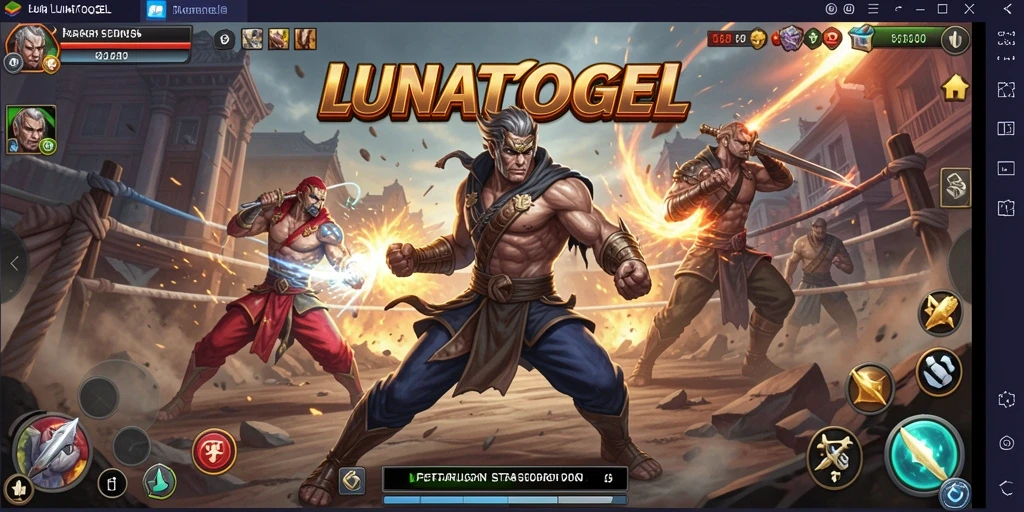 Screenshot gameplay LUNATOGEL yang menunjukkan aksi pertarungan yang intens.