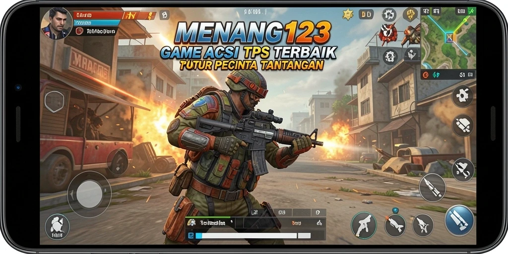 Tampilan screenshot MENANG123 menunjukkan aksi mendebarkan dalam pertempuran TPS.