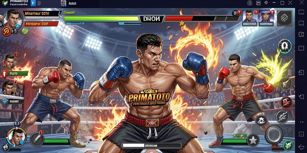 Screenshot gameplay PRIMATOTO yang menampilkan aksi pertarungan yang mendebarkan.