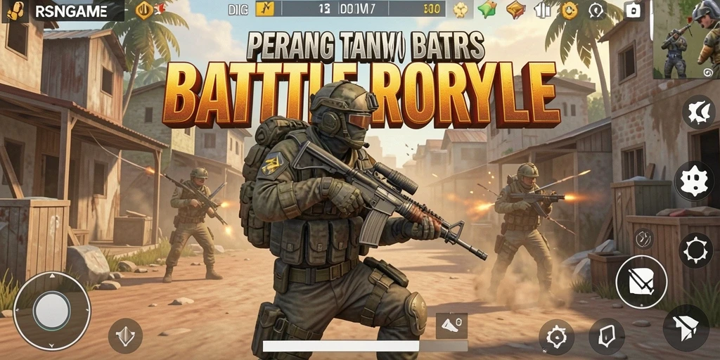 Gameplay seru RSNGAME dalam aksi Battle Royale.