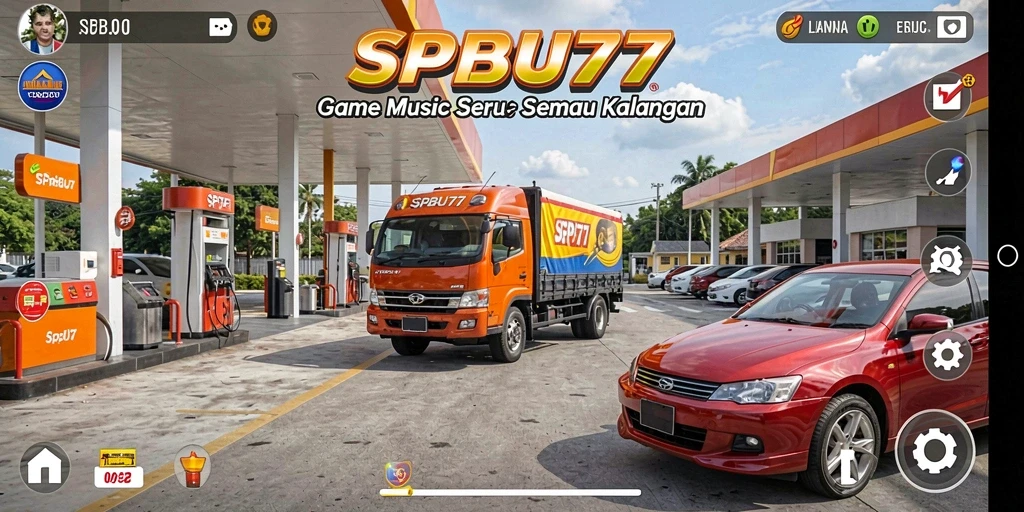 Tampilan permainan SPBU77 yang menarik dengan berbagai efek musik.