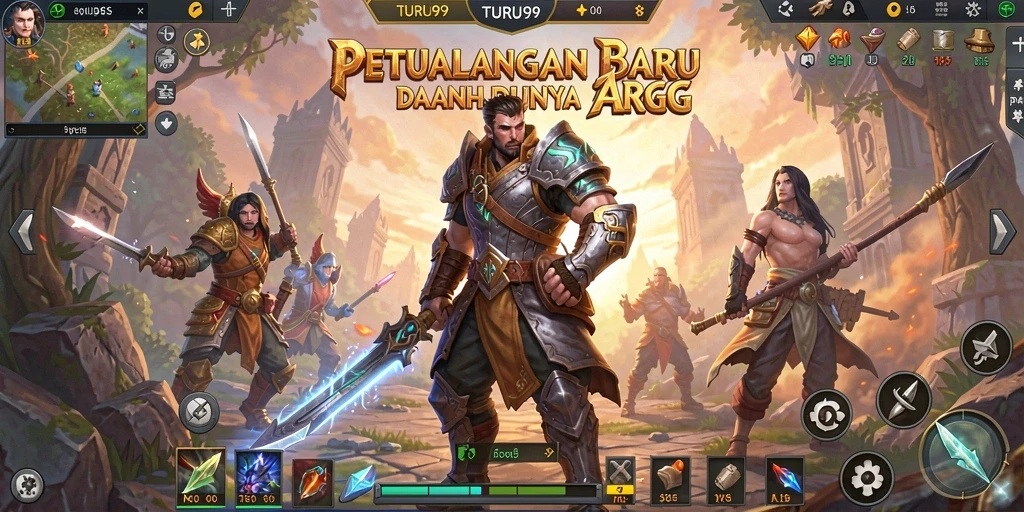 Screenshot menunjukkan aksi epik dalam gameplay ARPG TURU99.